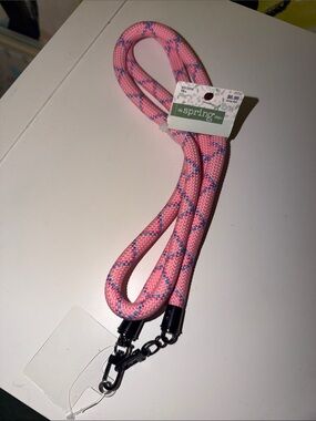 The Spring Shop Pink Rope Lanyard with Blue Accent and Black Clips